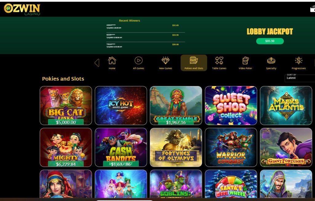 Casino Ozwin Games To Play
