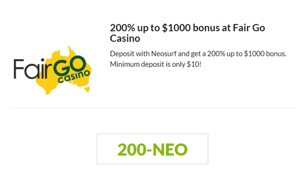 Fair Go Neosurf bonus