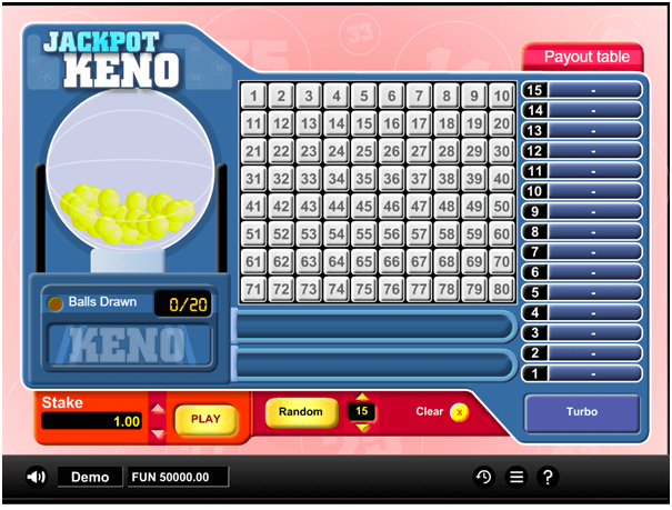 Keno Payout Chart