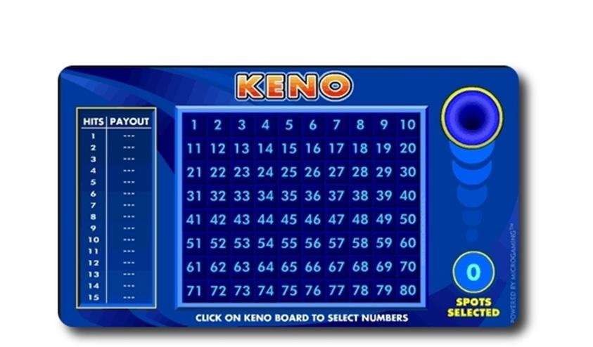 Keno board shows hits and payouts when you select the numbers to play