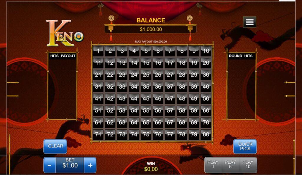 Online casinos to play Keno
