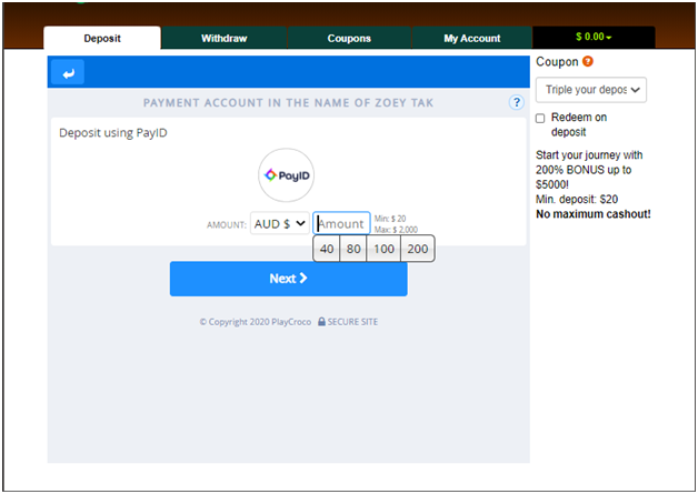 Payid deposits at casinos