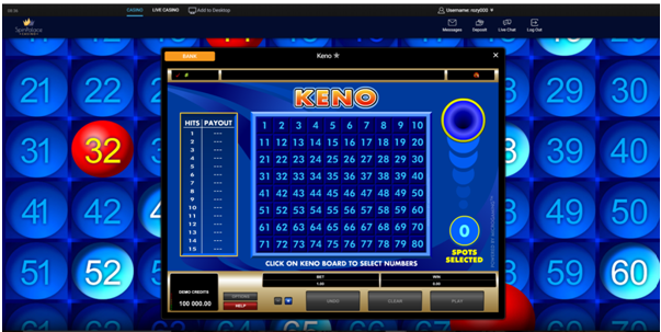 Playing Keno for free