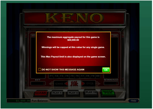 Play online keno