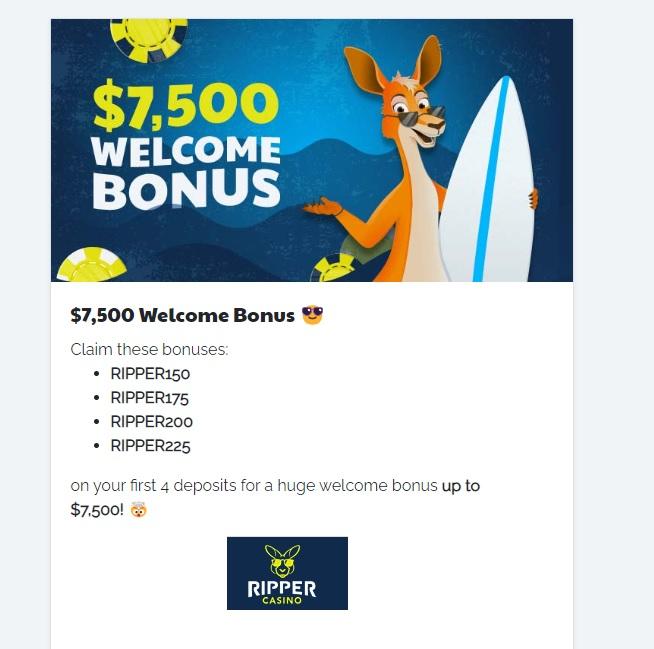 Ripper Casino Welcome Bonus