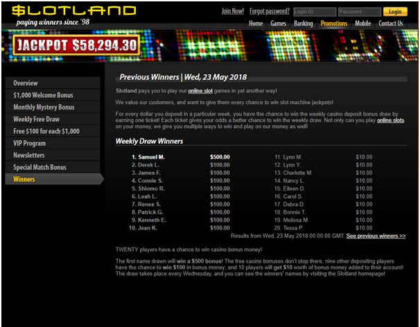 Slotland casino winner