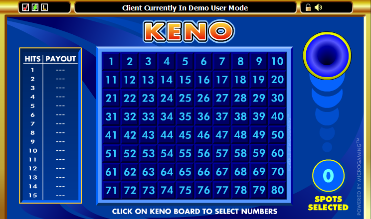 Standard keno game
