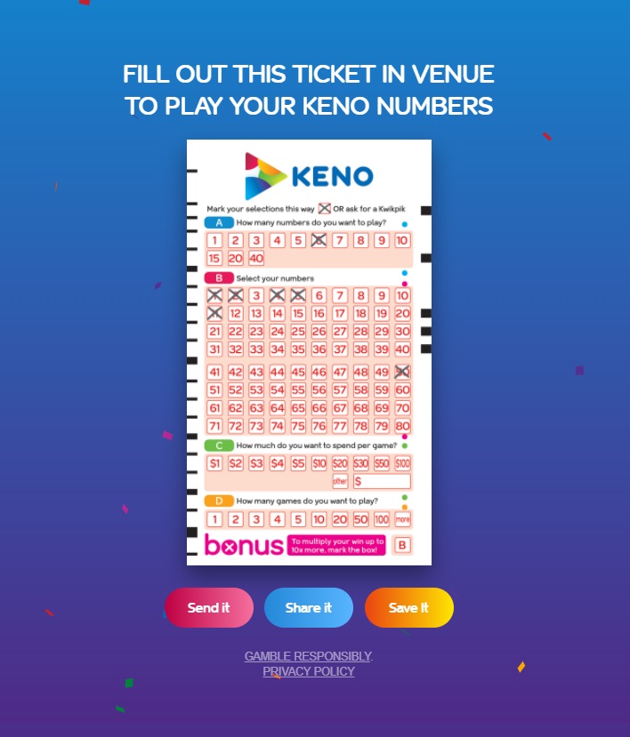 You can then mark your lucky numbers on Keno ticket